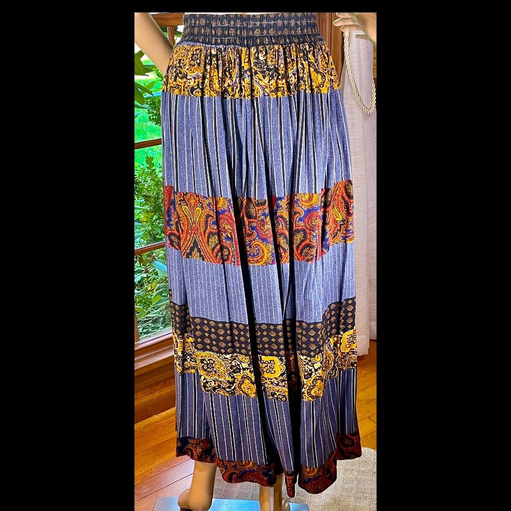 ▪️VTG▪️STONEBRIDGE▪️Pleated Panel Boho Maxi Skirt - Picture 2 of 8